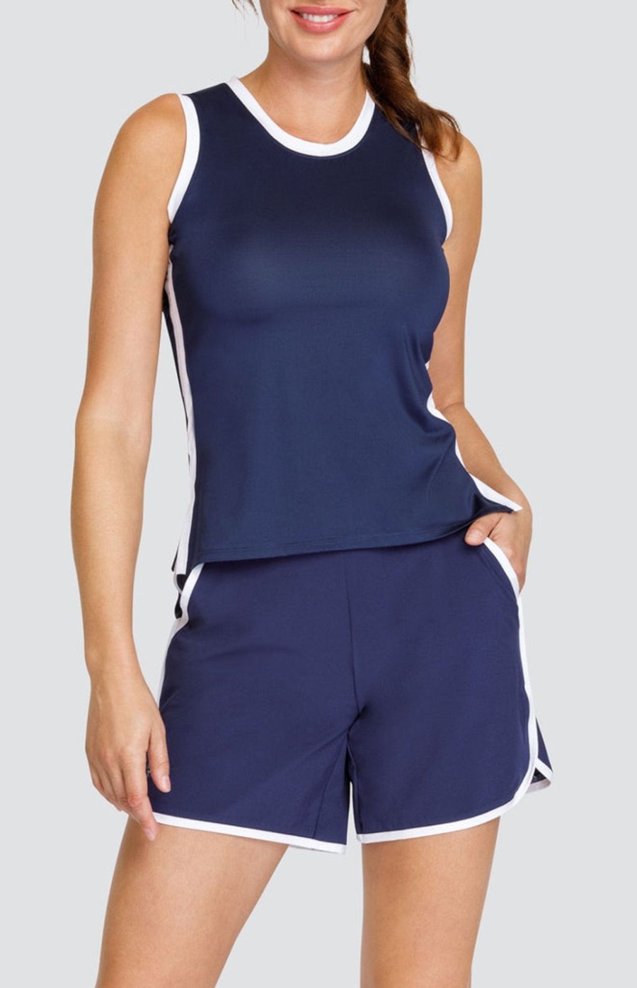 Tennis Tail Activewear Tanks | Dink Tank - Navy Blue