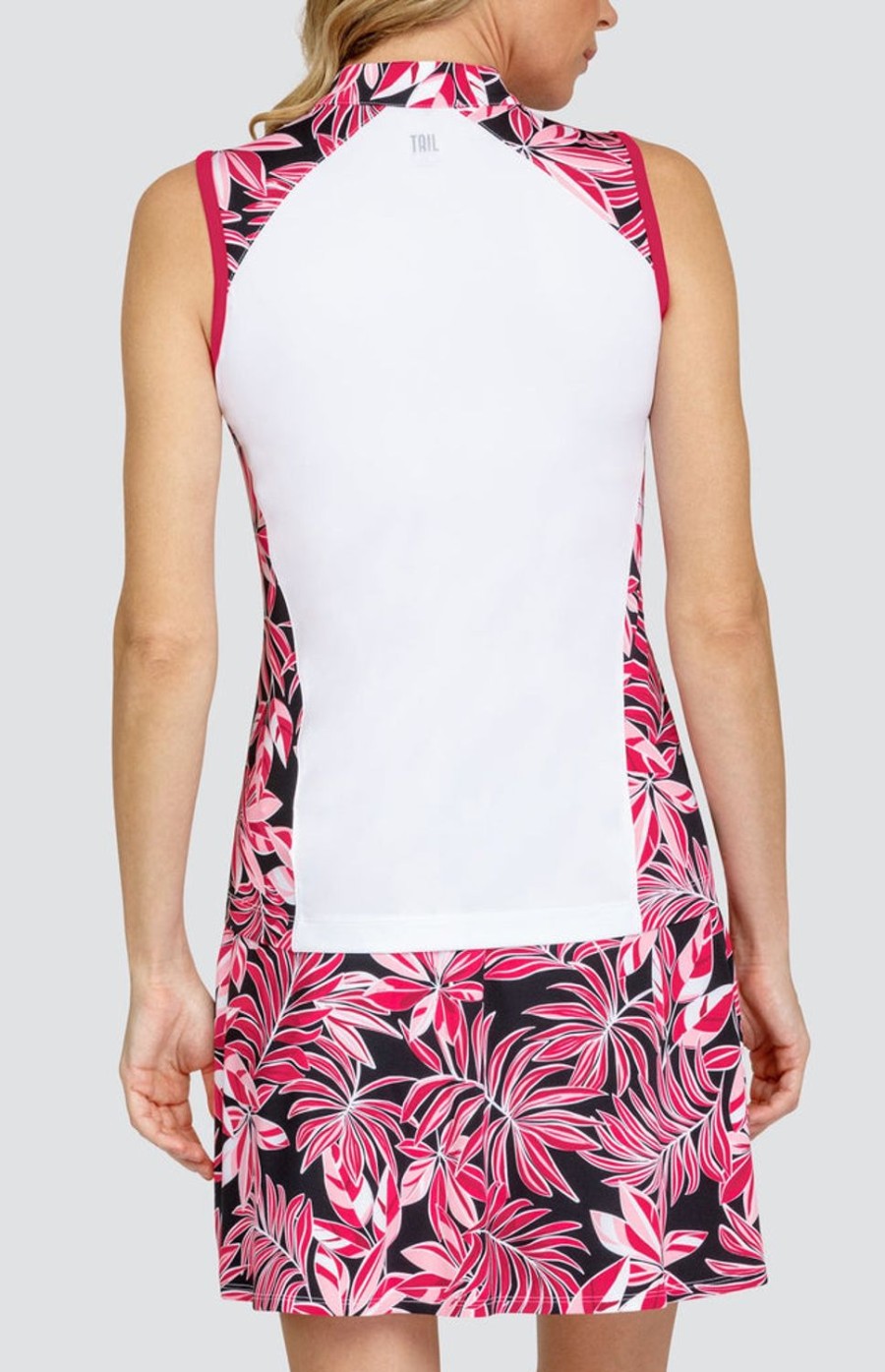 Golf Tail Activewear Sleeveless | Novelia Top - Summer Leaves Onyx