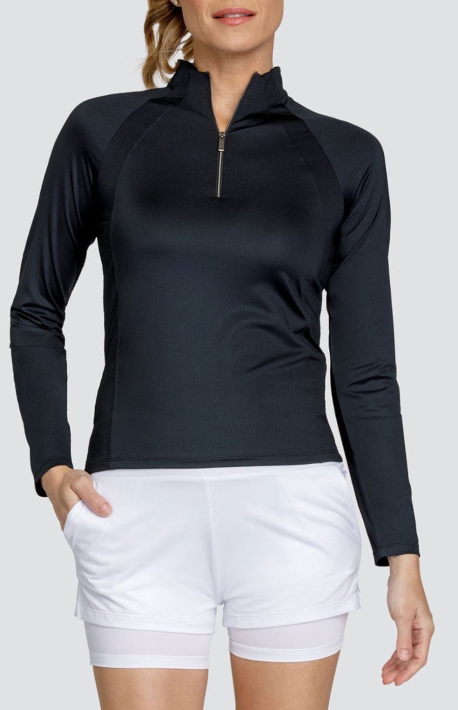 Tennis Tail Activewear Long Sleeve | Imelda Top - Onyx Black
