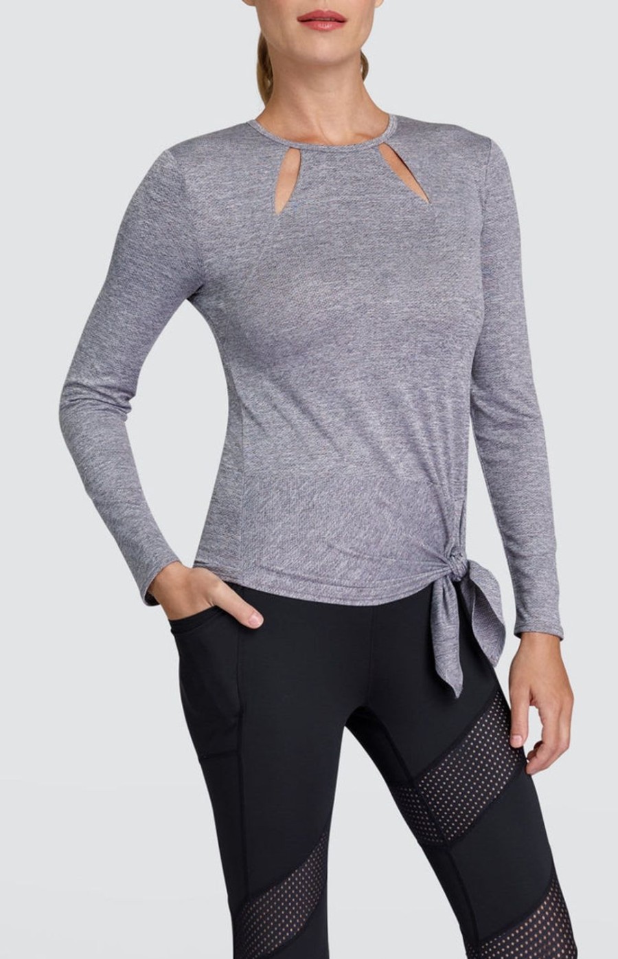 Tennis Tail Activewear Long Sleeve | Julieta Top - Frosted Heather - Final Sale